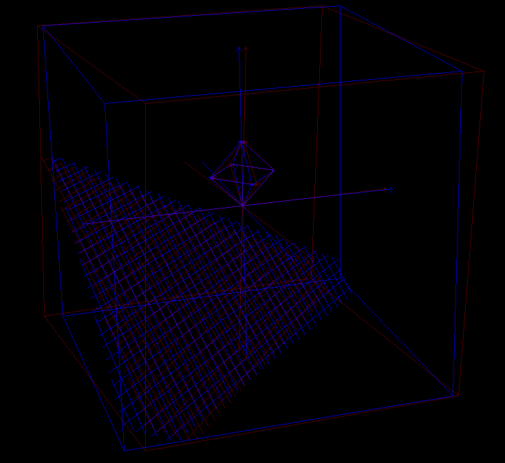 Oktaeder und Ebene anaglyph